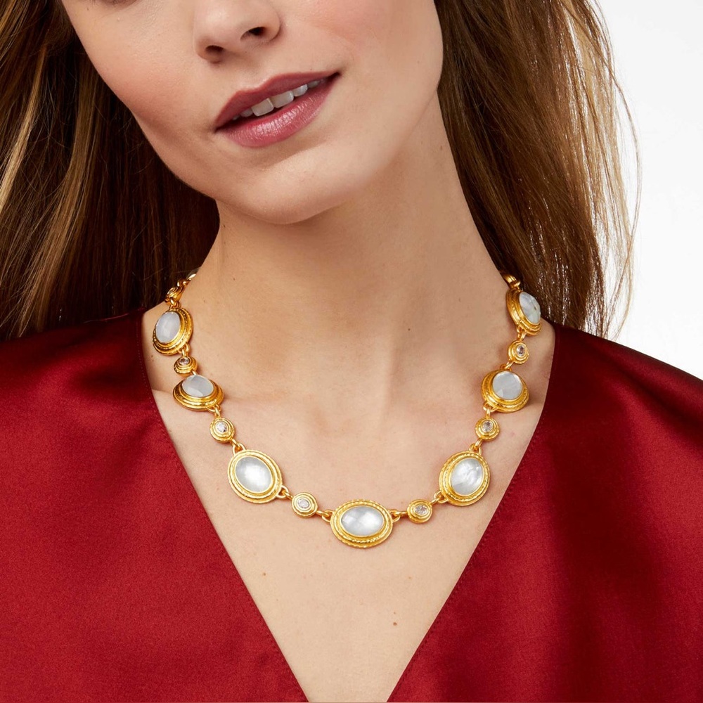 Elegant Gold and White Necklace Julie Vos Tudor Stone Necklace (Clear)